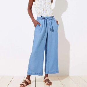 Zac & Rachel Light Blue Lyocell Cropped Wide Leg Pants